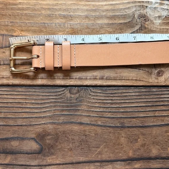 BDG Tan Leather Belt with Gold Buckle - Picture 3 of 7